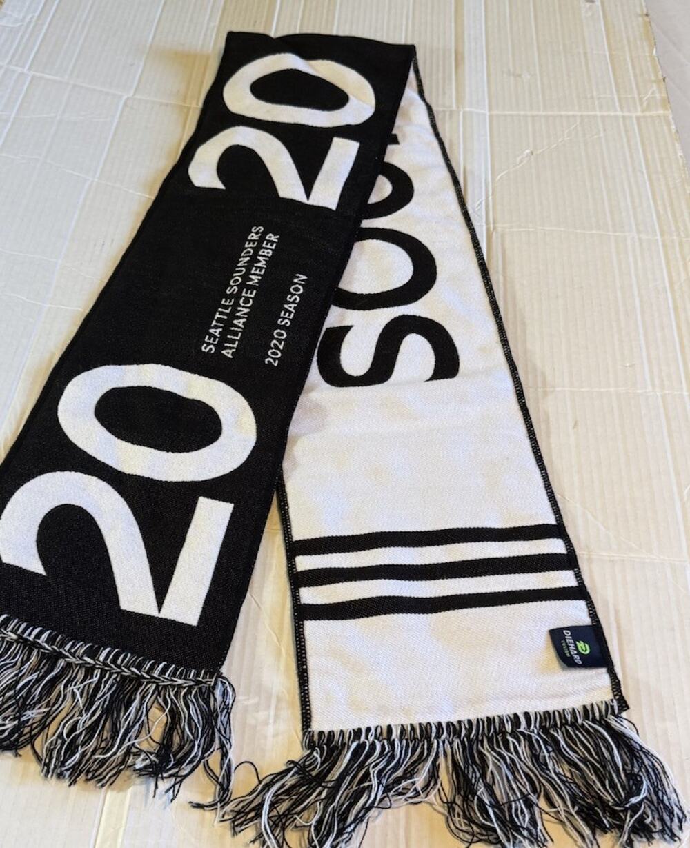 Seattle Sounders 2020 FC Scarf MLS 60" x 7" Black and White Alliance Edition